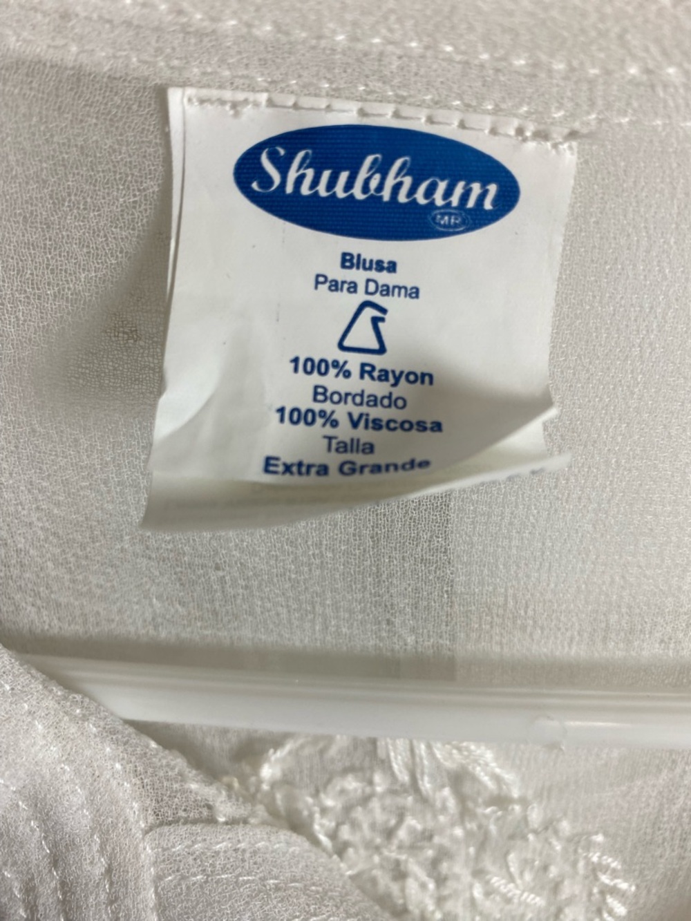 Shubham White Chikankari Embroidered Rayon Tunic Blouse Extra Large Boho Luxe - Picture 6 of 9
